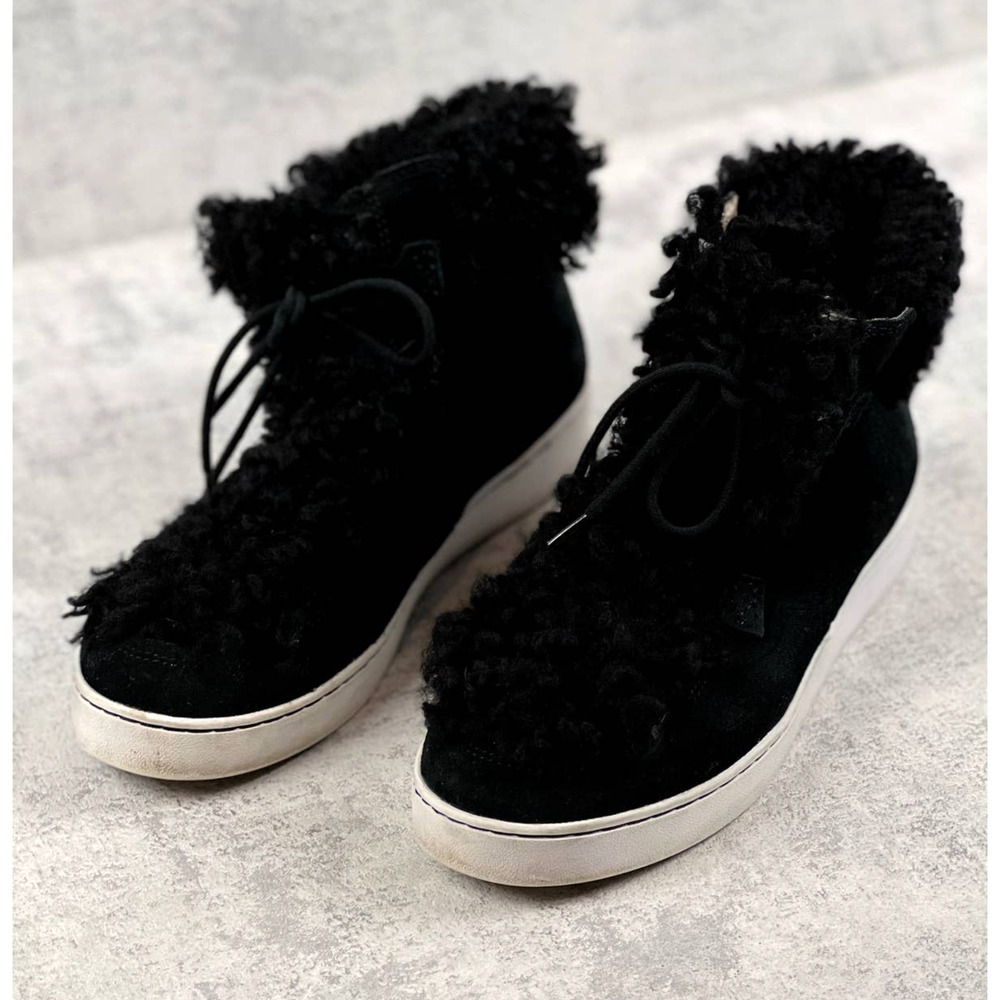 Vionic Splendid Oak Black Suede Sherpa Sneaker Size 8